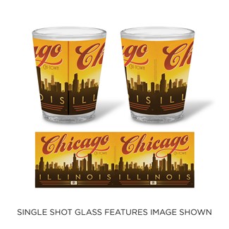Chicago Sunset Skyline Shot Glass | Chicago themed drinkware