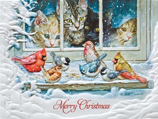 Birding Buddies | Embossed songbird Christmas cards