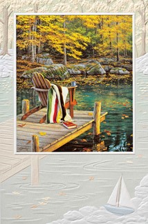 Reflection on Golden Pond | Embossed scenic retirement greeting cards