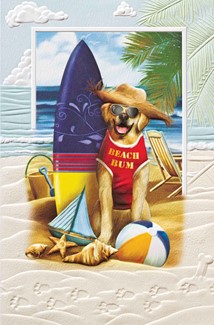 Beach Bum | Dog lover embossed birthday cards