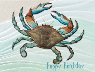 Crabby Celebration | Crab birthday note cards
