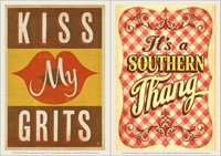 Kiss My Grits & Southern Thang Vinyl Magnet Set