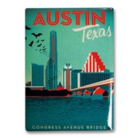 Austin, TX Congress Avenue Bridge Metal Magnet