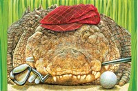 Golfing Gator Folded - W/Env