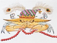 Mardi Gras Blue Crab Petite Folded - W/Env