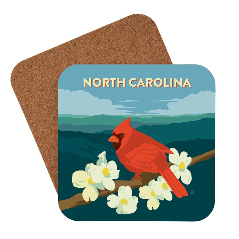 North Carolina Cardinal Coaster American Made Coaster