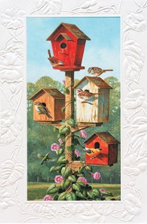 Spring Birdhouses | Embossed greeting cards