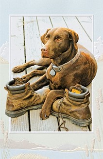 Hunting Boots | Dog lover embossed birthday cards