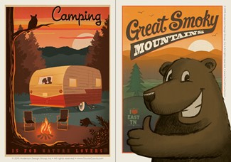 Camping & Great Smoky Grinning Bear | Vinyl Magnets