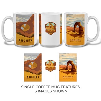 Arches NP Double Scene & Emblem Mug | National Park mugs