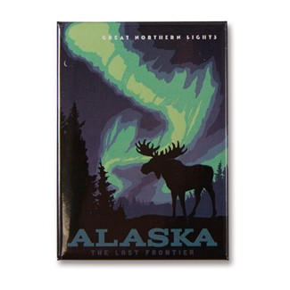 Alaska Northern Lights Moose Magnet | Alaska themed magnets