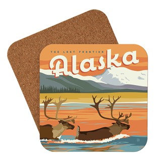 AK Swimming Caribou Coaster | Made in the USA