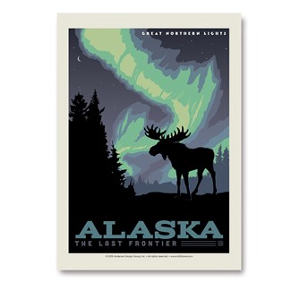 AK Northern Lights Moose | Vertical Sticker