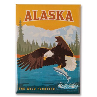 AK Eagle & Salmon Magnet | Metal Magnet