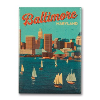 Baltimore, MD Harbor View Magnet | Metal Magnet