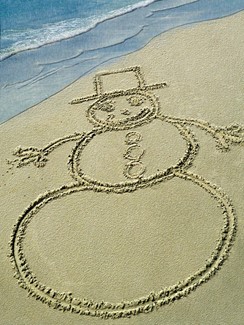 Sandy Snowman | Beach themed Christmas cards