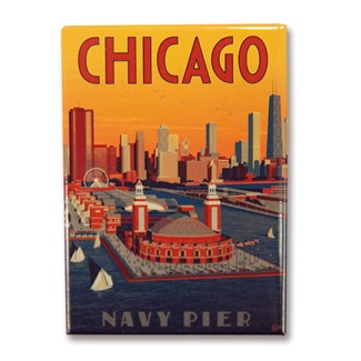Chicago Navy Pier Aerial View | Chicago themed metal magnets