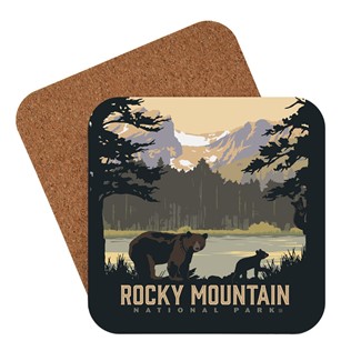 Rocky Mountain National Park Sprague Lake Bears | American made coaster