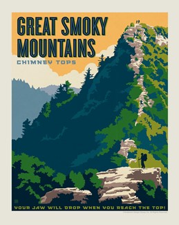 Great Smoky Chimney Tops 8" x 10" Print | USA Made