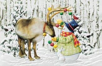 Ornamental Reindeer | Snowman Christmas cards