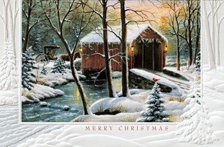 Winter Covered Bridge | Scenic themed boxed Christmas cards