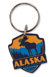 AK Moose Emblem Wooden Key Ring | American Made