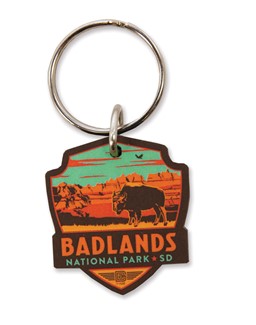 Badlands NP Emblem Wooden Key Ring | American Made
