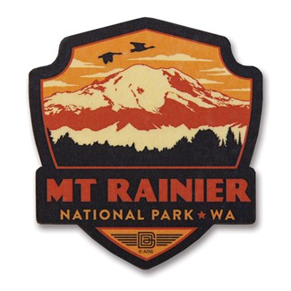 Mt Rainier NP Wooden Emblem Magnet | American Made