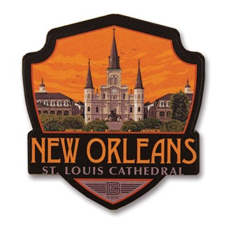 New Orleans St Louis Cathedral Wooden Emblem Magnet | American Made