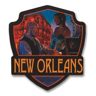 New Orleans French Quarter Wooden Emblem Magnet | American Made