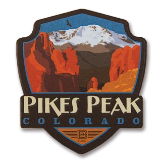 Pikes Peak, CO Wooden Emblem Magnet | American Made