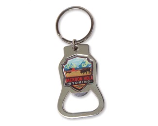Jackson Hole, WY Emblem Bottle Opener Key Ring | American Made