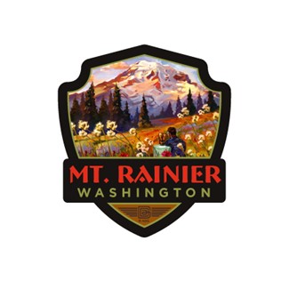 Mt. Rainier Moment in the Meadow Emblem Sticker | Made in the USA