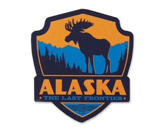 Alaska Moose Emblem Wooden Magnet | American Made