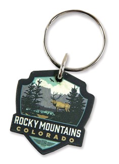 Rocky Mountains CO Elk Wooden Key Ring | American Made