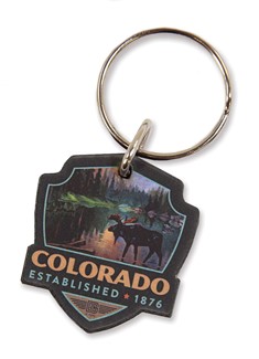 CO Moose in the Morning Wooden Key Ring | American Made