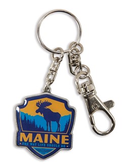 ME Moose Emblem Pewter Key Ring | American Made