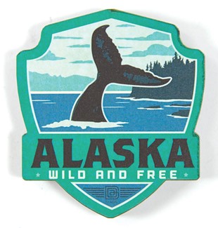 Alaska Whale Emblem Wooden Magnet | American Made