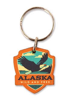 Alaska Eagle Emblem Wooden Key Ring | American Made