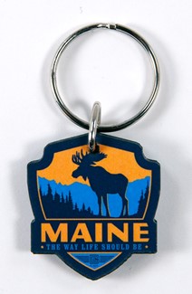 ME Moose Emblem Wooden Key Ring | American Made