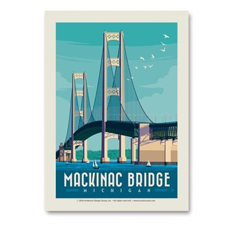 MI Mackinac Bridge Vert Sticker | Vertical Sticker