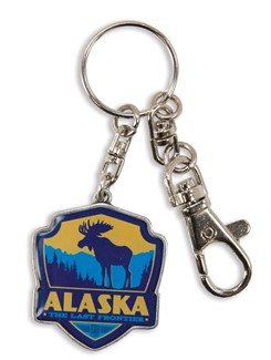 Alaska Moose Emblem Pewter Key Ring | American Made