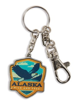 Alaska Eagle Emblem Pewter Key Ring | American Made