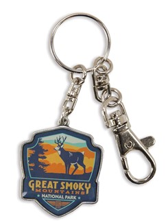 Great Smoky Deer Emblem Pewter Key Ring | American Made