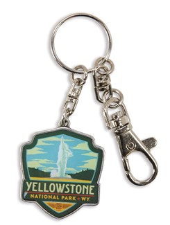 Yellowstone Old Faithful Emblem Pewter Key Ring | American Made