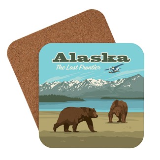 AK Frontier Plane & Bears Coaster | American made coaster