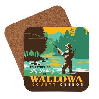 I'd Rather Be Fly Fishing in Wallowa County Coaster | American made coaster
