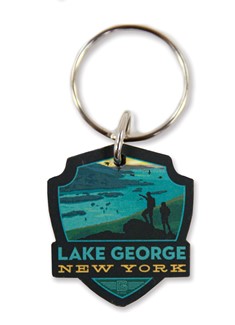 Lake George, NY Emblem Wooden Key Ring | American Made