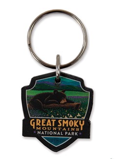 Great Smoky Wildflower Heaven Emblem Wooden Key Ring | American Made
