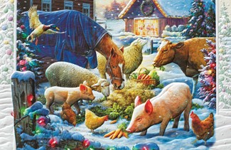 Holiday Dinner | Farm animal themed Christmas cards